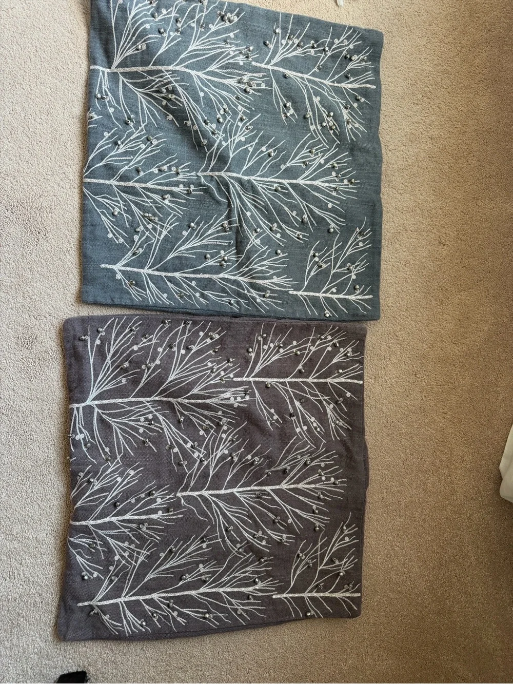PotteryBarn Winter Embroidery Tree & Bells Pillow Cover